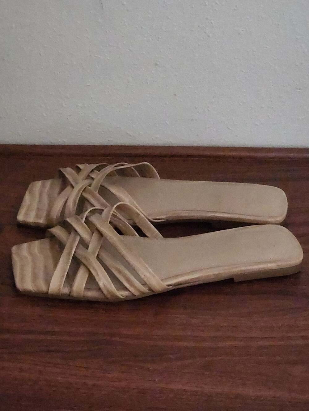 Marc Fisher Taupe Woven Slide Sandals - Picture 4 of 8